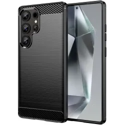 Coque arrière en silicone Phonesta Carbon pour Samsung Galaxy S25 Ultra - Noir