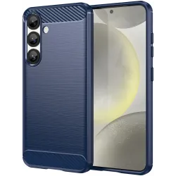 Coque arrière en silicone Phonesta Carbon pour Samsung Galaxy S25/S24 - Bleu