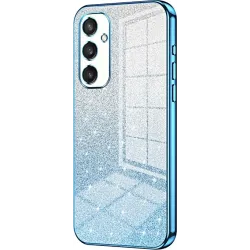 Coque arrière en silicone Phonesta Crystal Sparkle pour Samsung Galaxy S25 - Bleu
