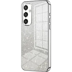 Coque arrière en silicone Phonesta Crystal Sparkle pour Samsung Galaxy S25 - Argent
