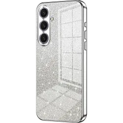 Coque arrière en silicone Phonesta Crystal Sparkle pour Samsung Galaxy S25 Plus - Argent