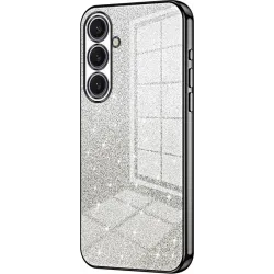 Coque arrière en silicone Phonesta Crystal Sparkle pour Samsung Galaxy S25 Plus - Noir