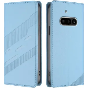 Coque portefeuille Phonesta Embossed Lines pour Nothing Phone (3a) - Bleu clair