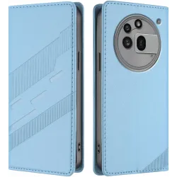 Coque portefeuille Phonesta Embossed Lines pour Nothing Phone (3a) Pro - Bleu clair