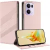 Coque portefeuille Phonesta Embossed Lines pour Oppo Reno13 Pro - Rose 2