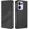 Coque portefeuille Phonesta Embossed Lines pour Oppo Reno13 Pro - Noir