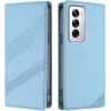 Coque portefeuille Phonesta Embossed Lines pour Oppo Reno12 - Bleu clair