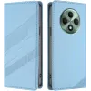 Coque portefeuille Phonesta Embossed Lines pour Oppo Reno12 F/Reno12 FS - Bleu clair
