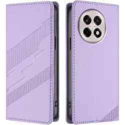 Coque portefeuille Phonesta Embossed Lines pour OnePlus 13R - Violet
