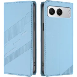 Coque portefeuille Phonesta Embossed Lines pour OnePlus Nord 4 - Bleu clair