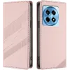 Coque portefeuille Phonesta Embossed Lines pour OnePlus 12R - Rose