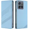 Coque portefeuille Phonesta Embossed Lines pour Motorola Edge 60 Neo/Edge 50 Neo / ThinkPhone 25 - Bleu clair