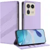 Coque portefeuille Phonesta Embossed Lines pour Motorola Edge 50 Ultra - Violet 2