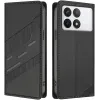Coque portefeuille Phonesta Embossed Lines pour Xiaomi 14T - Noir