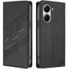 Coque portefeuille Phonesta Embossed Lines pour Xiaomi Poco X7 Pro - Noir