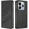 Coque portefeuille Phonesta Embossed Lines pour Xiaomi Redmi Note 14 4G - Noir