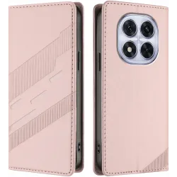 Coque portefeuille Phonesta Embossed Lines pour Xiaomi Redmi Note 14 Pro 4G - Rose