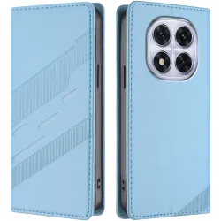 Coque portefeuille Phonesta Embossed Lines pour Xiaomi Redmi Note 14 Pro 5G/14 Pro Plus / Xiaomi Poco X7 - Bleu clair