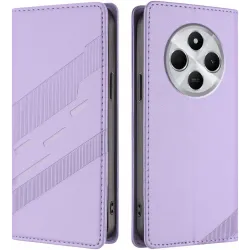 Coque portefeuille Phonesta Embossed Lines pour Xiaomi Redmi 14C / Xiaomi Poco C75 - Violet
