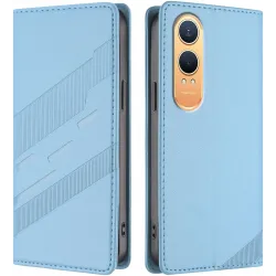 Coque portefeuille Phonesta Embossed Lines pour OnePlus Nord CE 4 Lite - Bleu clair