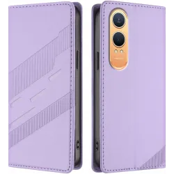 Coque portefeuille Phonesta Embossed Lines pour OnePlus Nord CE 4 Lite - Violet