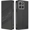 Coque portefeuille Phonesta Embossed Lines pour Motorola Moto G17/G17 Power/G15/G15 Power - Noir