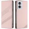 Coque portefeuille Phonesta Embossed Lines pour Motorola Edge 50 Fusion - Rose