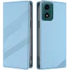 Coque portefeuille Phonesta Embossed Lines pour Motorola Moto G04 / G04s / G24 / G24 Power / E14 - Bleu clair
