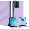 Coque portefeuille Phonesta Embossed Lines pour Motorola Moto G04 / G04s / G24 / G24 Power / E14 - Violet 2