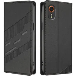 Coque portefeuille Phonesta Embossed Lines pour Samsung Galaxy Xcover 7 - Noir