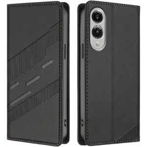 Coque portefeuille Phonesta Embossed Lines pour Samsung Galaxy S25 Edge - Noir