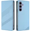 Coque portefeuille Phonesta Embossed Lines pour Samsung Galaxy S24 FE - Bleu clair