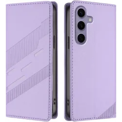 Coque portefeuille Phonesta Embossed Lines pour Samsung Galaxy S24 FE - Violet