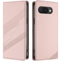 Coque portefeuille Phonesta Embossed Lines pour Google Pixel 9a - Rose