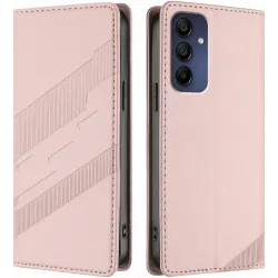 Coque portefeuille Phonesta Embossed Lines pour Samsung Galaxy A16 - Rose