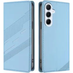 Coque portefeuille Phonesta Embossed Lines pour Samsung Galaxy A26 - Bleu clair