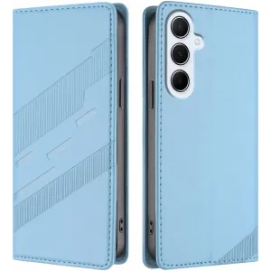 Coque portefeuille Phonesta Embossed Lines pour Samsung Galaxy A26 - Bleu clair