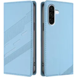Coque portefeuille Phonesta Embossed Lines pour Samsung Galaxy A36 - Bleu clair