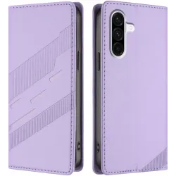 Coque portefeuille Phonesta Embossed Lines pour Samsung Galaxy A36 - Violet