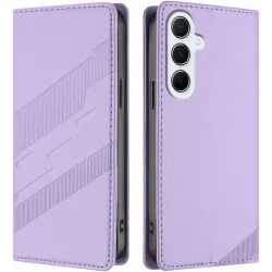 Coque portefeuille Phonesta Embossed Lines pour Samsung Galaxy A56 - Violet