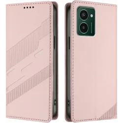 Coque portefeuille Phonesta Embossed Lines pour HMD Pulse/Pulse Plus/Pulse Pro - Rose