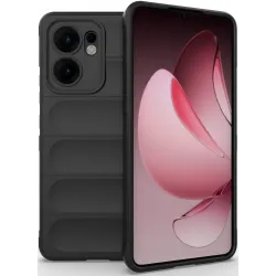 Coque arrière en silicone Phonesta GripShell pour Oppo Reno13 F 4G/5G / Reno13 FS 5G - Noir