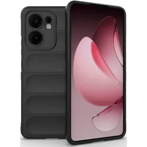 Coque arrière en silicone Phonesta GripShell pour Oppo Reno13 F 4G/5G / Reno13 FS 5G - Noir