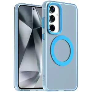 Coque arrière Phonesta HardFrost avec MagSafe pour Samsung Galaxy S25/S24 - Bleu mat