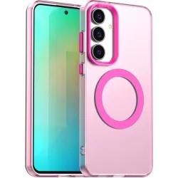 Coque arrière Phonesta HardFrost avec MagSafe pour Samsung Galaxy S25 FE - Rose mat