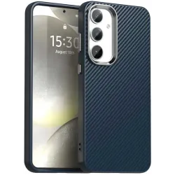 Coque arrière Phonesta IMD Carbon Fiber pour Samsung Galaxy S24 FE - Bleu foncé