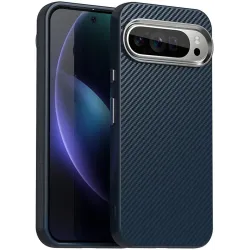 Coque arrière Phonesta IMD Carbon Fiber pour Google Pixel 9 / 9 Pro - Bleu foncé