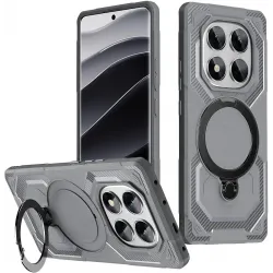 Coque arrière Phonesta IronLock anneau et MagSafe pour Xiaomi Redmi Note 14 Pro 4G/5G/14 Pro Plus / Xiaomi Poco X7 - Gris