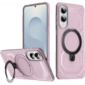 Coque arrière Phonesta IronLock anneau et MagSafe pour Samsung Galaxy S25 Edge - Rose