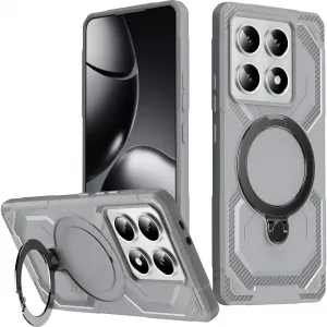 Coque arrière Phonesta IronLock anneau et MagSafe pour Xiaomi 14T Pro - Gris